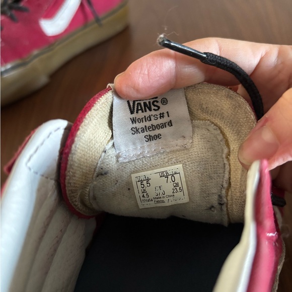 Vans SK-8 hi-Top Sneakers - Red and White, women’s Size 7 - Picture 3 of 5